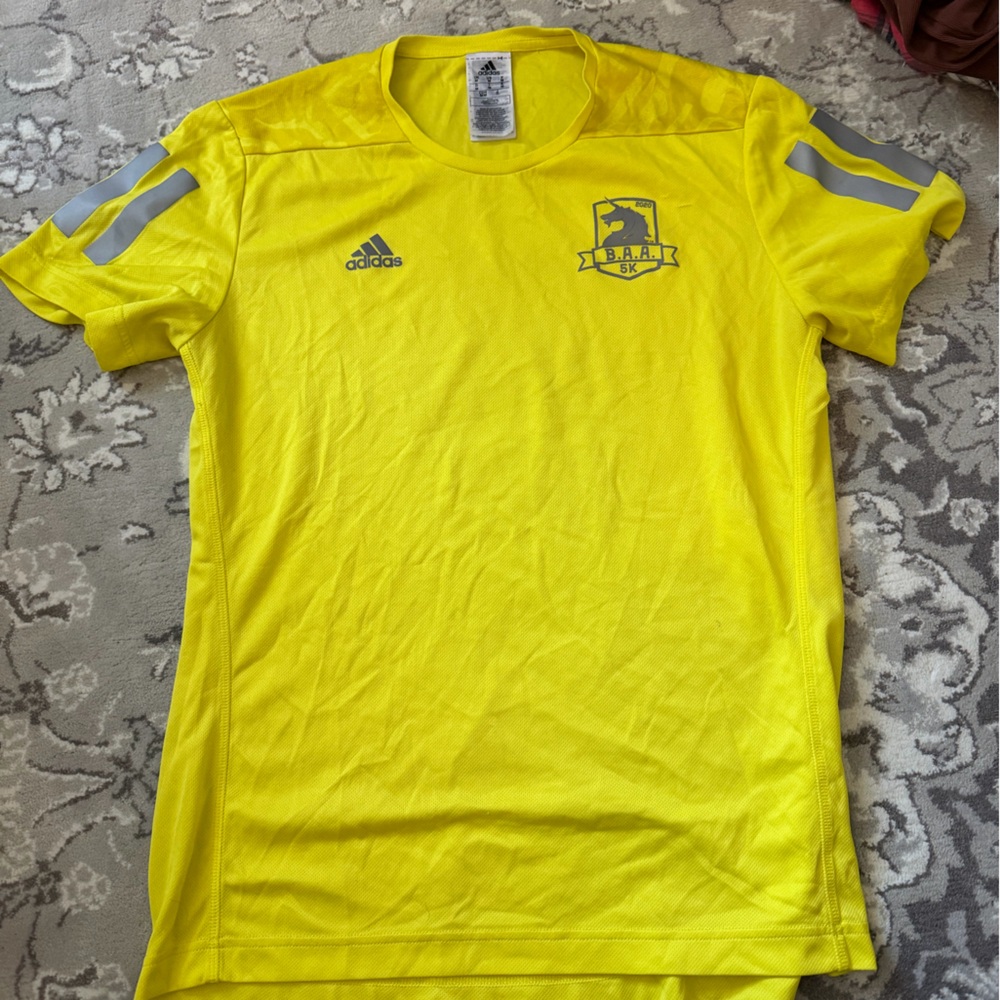 adidas Neon Yellow Athletic Tee with Logo Tag